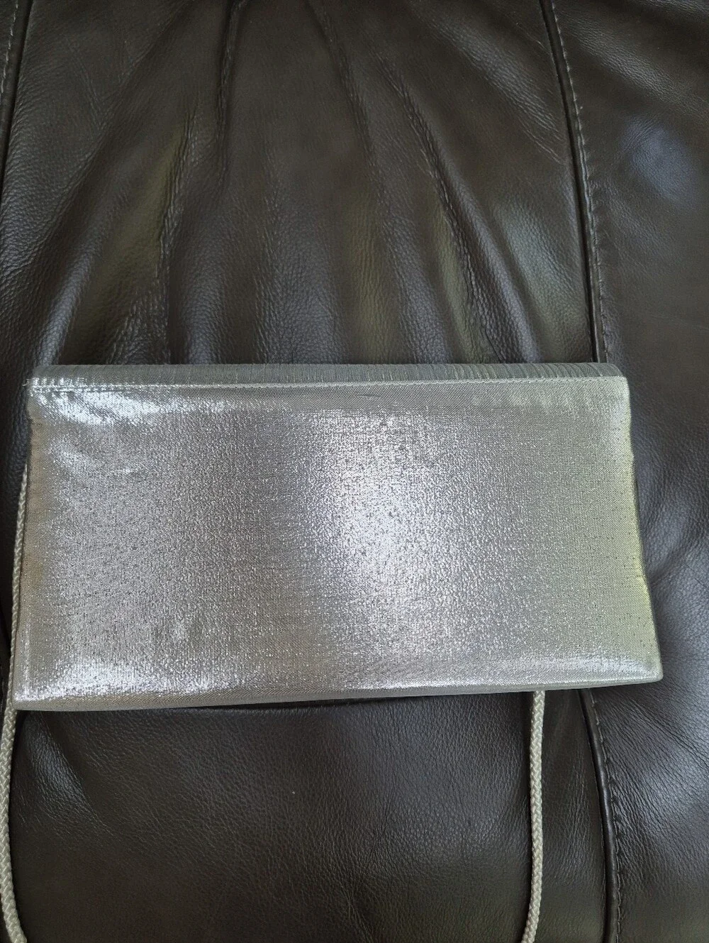 La Regale Silver Pleated Evening Clutch Bag NWOT